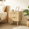 HOMCOM Boho Design Nightstand Set of 2 with 2 Drawers for Living Room