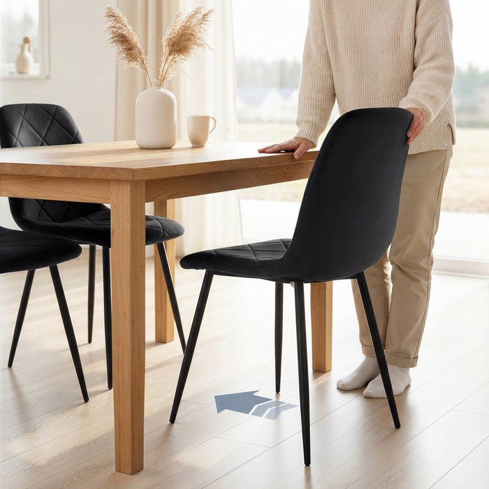HOMCOM Dining Chairs Set of 4, Kitchen Chair with Metal Legs, Black