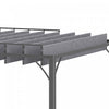Outsunny 12.8' X 9.7' Outdoor Louvered Pergola With Retractable Roof, Grey