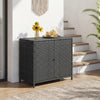 Outsunny Wicker Outdoor Storage Cabinet with 2 Magnetic Doors, Dark Grey