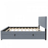 Ethan Space-Saving Velvet Upholstered Platform Bed with Trundle,Full Size,Grey Full Bed | Lit plateforme Ethan rembourre en velours, gain de place, avec tiroir gigogne, taille full, gris