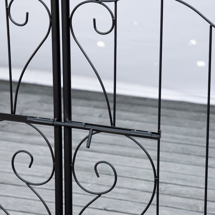 Outsunny Metal Garden Arch Garden Arbor Trellis For Climbing Plants Black