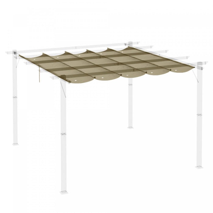 Outsunny Retractable Replacement Pergola Canopy For 10' X 10' Pergola, Pergola Cover Replacement, Tan