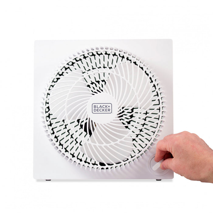 BFP Series BLACK+DECKER 9-Inch Frameless Box Fan, 3-Speed Settings, BFB09W, White Fan Tabletop