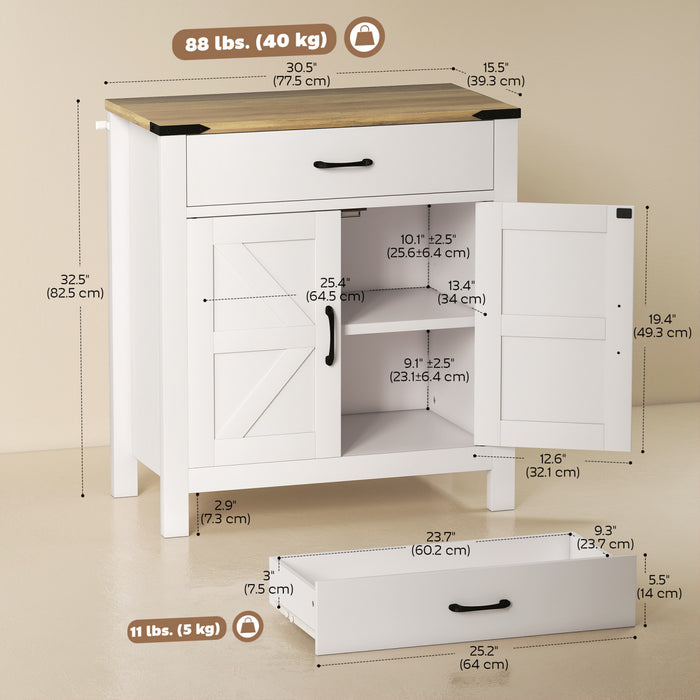HOMCOM Sideboard Buffet Cabinet w/ Drawer and Shelf, Farmhouse Sideboard