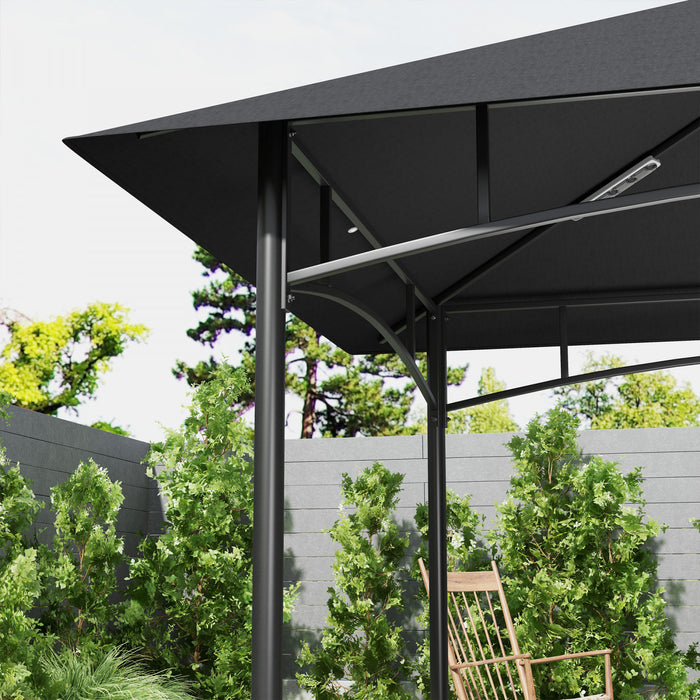 Outsunny 8' X 5' Grill Gazebo, 2-tier Outdoor Bbq Gazebo, Dark Grey