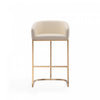 Louvre Mid-Century Modern Metal Upholstered Barstool in Cream - Set of 3 | Tabouret de bar rembourre en metal style mid-century moderne Louvre, creme - Lot de 3