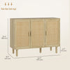 HOMCOM Bohemian Sideboard with 3 Rattan Doors and Shelves Oak
