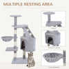 Pawhut 49" Cat Tree With Hammock, Cat Condo Tower With Scratching Post For Indoor Cats, Grey|Pawhut 49'' Arbre A Chat Tour Chaton Griffoir Griffoir Grattoir Grimper Centre D'activites Maison De