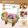 Costway 1 Pcs Outdoor Wooden Planter Solid Acacia Wood Half-barrel Planter Box With Legs