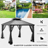 Costway 12ft X 10ft Hardtop Gazebo 2-tier Outdoor Galvanized Steel Canopy Grey