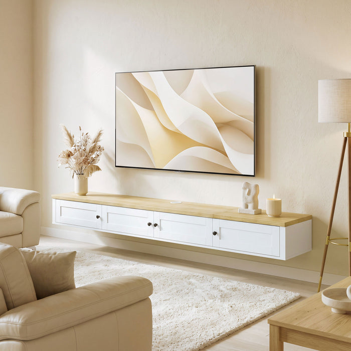 HOMCOM Floating TV Stand for TVs up to 82 Inch, Wall Mounted Media Console