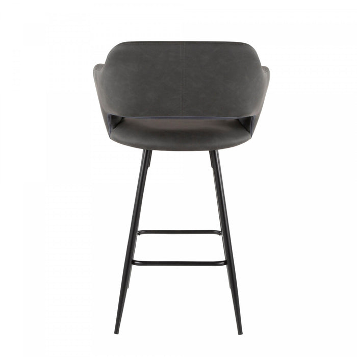 LumiSource Margarite Grey Faux Leather Contemporary Counter-Height Stool - Set of 2