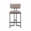 Juno Contemporary Modern Vegan Leather Metal Counter Stool in Taupe | Tabouret de comptoir contemporain moderne Juno en cuir vegetalien et metal, coloris taupe