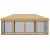 Outsunny 10'x20' Pop Up Canopy Tent With 6 Removable Mesh Sidewalls Beige|Outsunny Auvent 10'x20' Avec 6 Filets En Maille Sur Parois Laterales, Beige