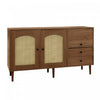 Zona 51.1" Sideboard Cabinet with Rattan Doors and Adjustable Shelves,Dark Brown Accent Cabinet | Zona 51.1" Buffet avec Portes en Rattan et Etageres Ajustables, Marron Fonce