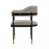 Lia Modern Metal Chenille Armchair in Stone - Set of 2 Dining Chair | Fauteuil en metal moderne Lia avec revetement en chenille couleur pierre - Lot de 2