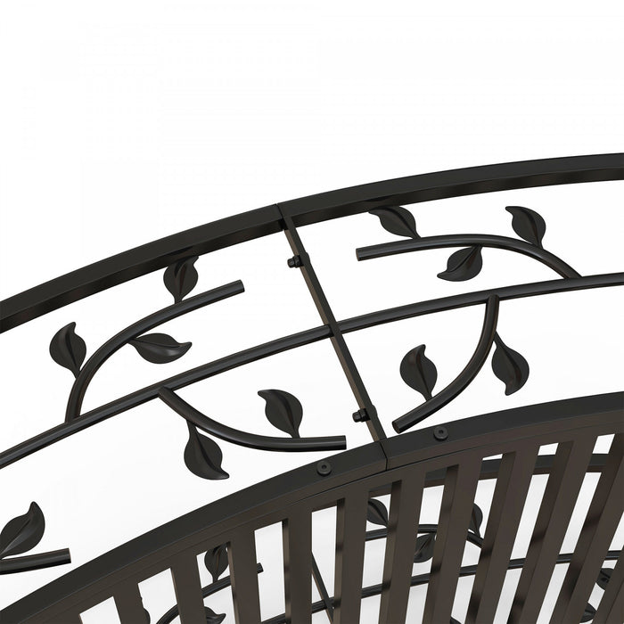 Outsunny 4' Metal Arch Garden Bridge With Siderails, Pond Bridge, Black