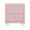 Sophia Elegant Velvet Nightstand with Drawers and Button-Tufted Design,Pink | Sophia Table de Nuit Elegante en Velours avec Tiroirs et Design Capitonne, Rose