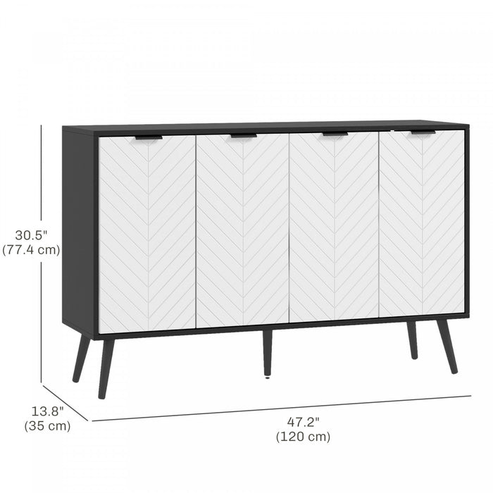 HOMCOM 47\" Sideboard, Buffet Cabinet with Adjustable Shelves, Black