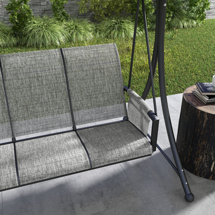 Outsunny 3 Person Outdoor Porch Swing Chair W/ Adjustable Canopy, Black