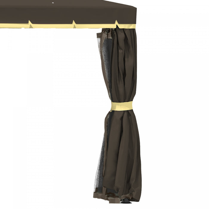 Outsunny 10' X 10' 2-tier Patio Gazebo With Mesh Sidewalls, Coffee
