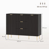 HOMCOM Sideboard Buffet Cabine w/ 3 Drawers and Adjustable Shelves, Black