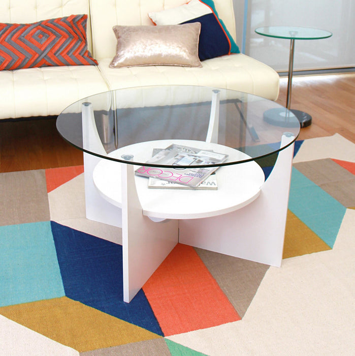 LumiSource U-Shaped Contemporary Coffee Table - White