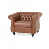 Gibbon Comfy Faux Leather Upholstery Arm Chair With Tufted Back,brown Accent Chair | Gibbon Fauteuil Confortable Avec Revetement En Similicuir Et Dossier Capitonne, Marron