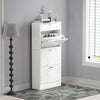 HOMCOM Shoe Cabinet with 3 Flip Drawers, Narrow Shoe Storage Cabinet, White
