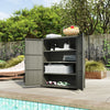 Outsunny Wicker Outdoor Storage Cabinet, 4-shelf Pool Storage, Dark Grey