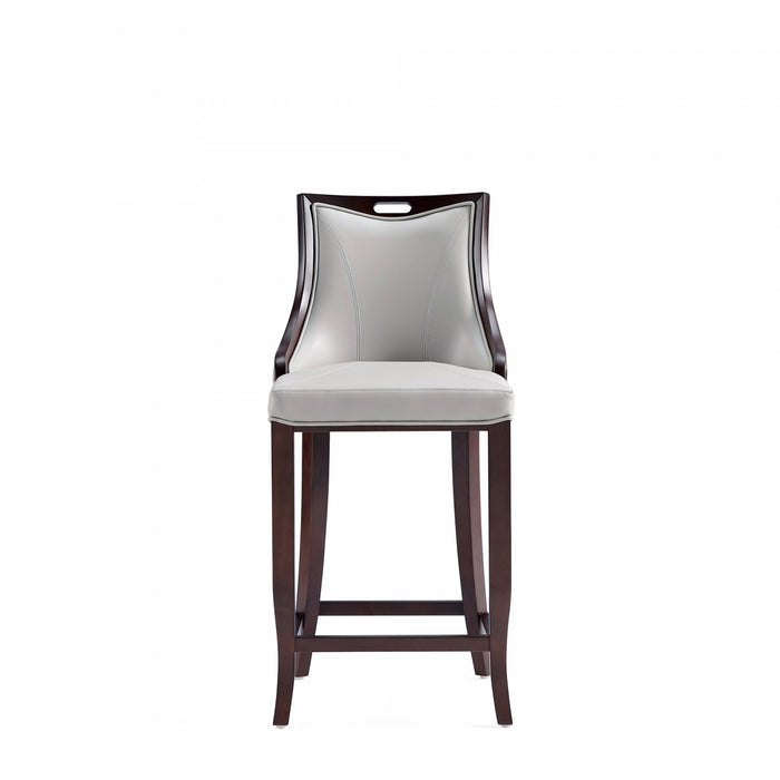 Emperor Traditional Wood Upholstered Barstool in Light Gray - Set of 3