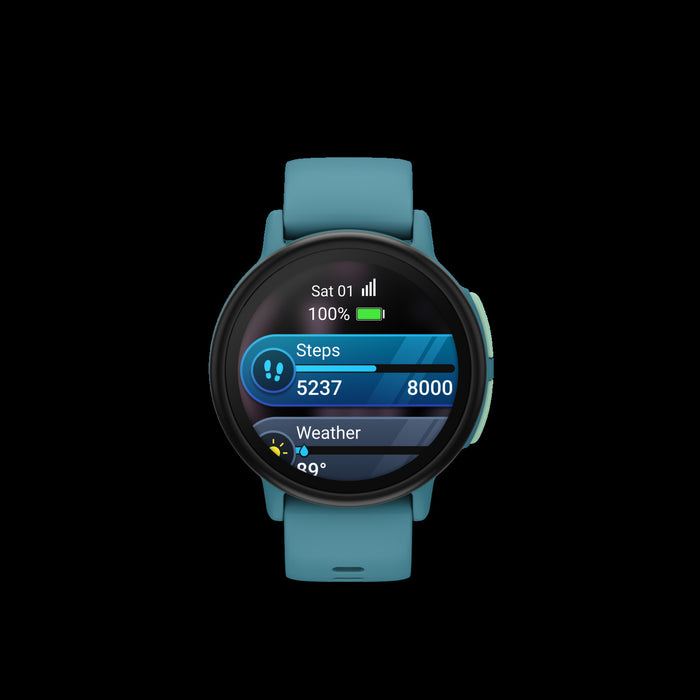Garmin Bounce 2 Turquoise Kids Smartwatch - Active Tracker, Two-Way Communication, Weather Updates, Stopwatch Alarms, Assistance Feature, Family Challenges