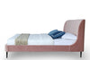 Heather Mid-Century Modern Velvet Upholstered Full Bed in Blush and Black | Lit double Heather style milieu du siecle moderne, rembourre en velours, coloris rose poudre et noir
