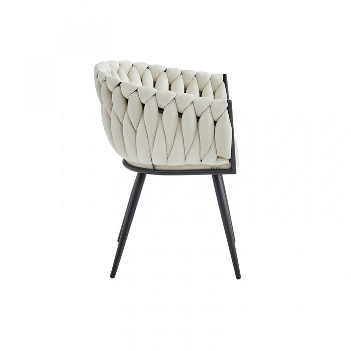 Hildy Accent Dining Arm Chair, Beige Velvet (set of 2) 