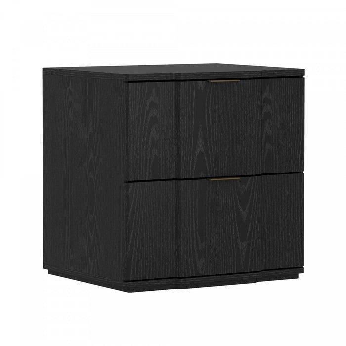 Clive Mid-Century Modern 22\" Nightstand in Black and Gold (2-Drawer)