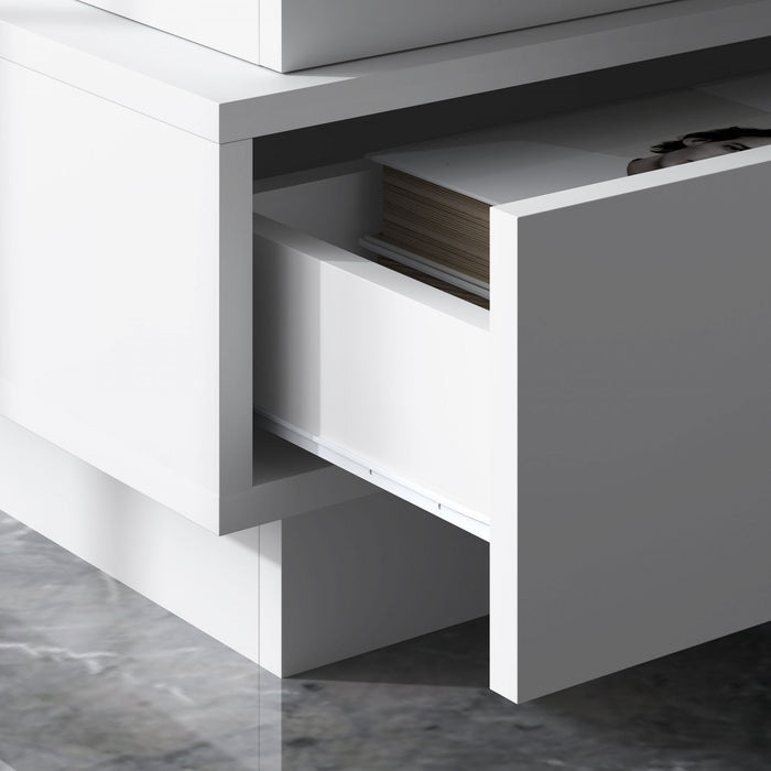 HOMCOM Modern Nightstand with Charging Station and LED Light for Bedroom