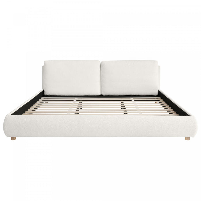 Ava Upholstered Bed with Loop-Pile Fabric,King Size - Light Beige