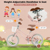 Costway 14" Kid's Bike With Removable Training Wheels & Basket For 3-5 Years Old Pink