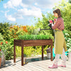 Outsunny 48"x22"x30" Elevated Planter Box, Wooden Patio Raised Garden Bed