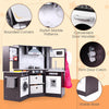 Costway Wooden Kids Play Corner Kitchen With Realistic Lights & Sounds Lighted Range Hood Brown