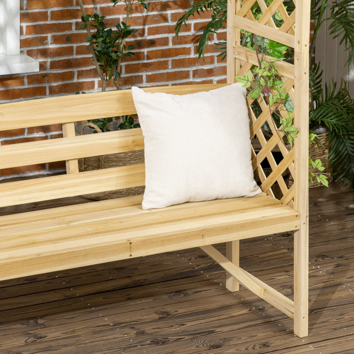 Outsunny Garden Arch With Bench, Wooden Garden Arbor For Vines, Natural