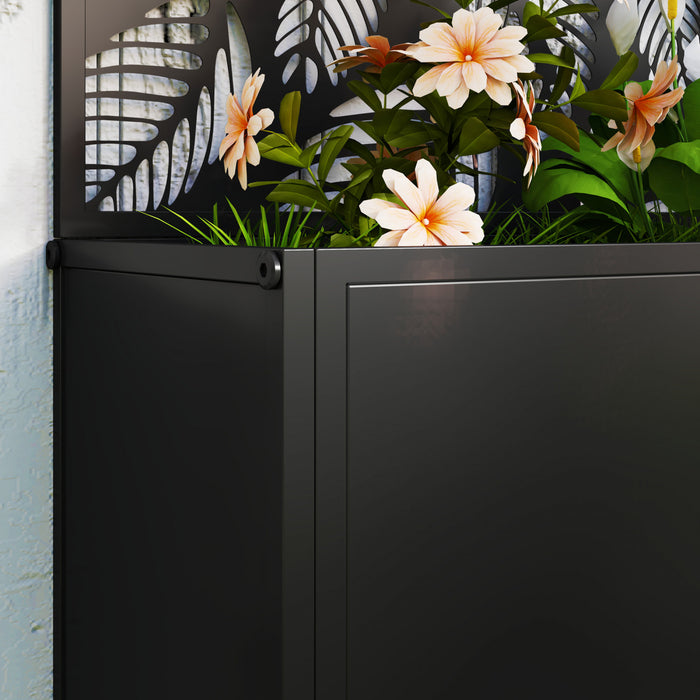 Outsunny Raised Garden Bed with Privacy Panel, Metal Planter Box