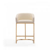 Louvre Mid-Century Modern Metal Upholstered Counter Stool in Cream - Set of 3 | Tabouret de comptoir rembourre en metal style mid-century Louvre, creme - Lot de 3