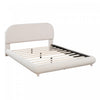 Sophie Teddy Fleece Upholstered Platform Bed with Soft Fabric and Sturdy Frame,Full Size,Beige Full Bed  | Lit plateforme Sophie rembourre en polaire Teddy avec tissu doux et cadre robuste, taille Full, beige