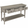Sabina Solid Wood Console Table With 3 Drawers And Shelf - Grey Wash | Table Console Sabina En Bois Massif Avec 3 Tiroirs Et Etagere - Gris Patine