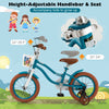 Costway 14" Kid's Bike With Removable Training Wheels & Basket For 3-5 Years Old Blue