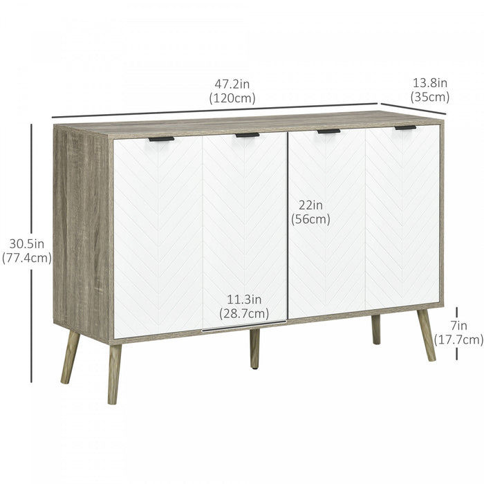 HOMCOM 47\" Sideboard, Buffet Cabinet with Adjustable Shelves, Grayish Brown