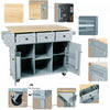 Margery Rubberwood Kitchen Cart With Drop-leaf Countertop And Storage Racks - Blue | Chariot De Cuisine Margery En Bois De Caoutchouc Avec Plan De Travail Rabattable Et Etageres De Rangement - Bleue
