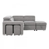 Pax 105 in. Fabric Sleeper Sectional with Storage Chaise, Nested Stools and Adjustable Headrests - Grey | Pax 105 po. Sectionnel-lit en tissu avec chaise longue de rangement, tabourets encastres et appuie-tetes reglables - Gris